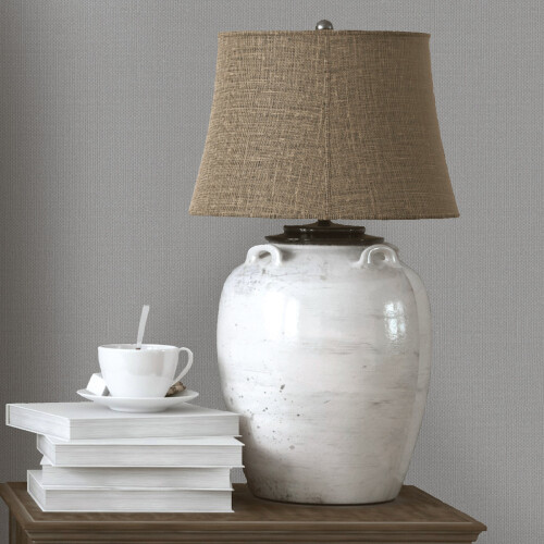 Plain Grey Wallpaper Textured Fabric Effect Free Match 1