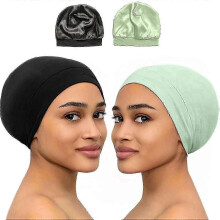 (Black and Mint) Bonnet Silk Bonnet For Sleeping Satin Bonnet Hair Bonnets Black Women Silk Sleep [jkw]