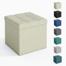 Foldable Storage Ottoman, Small Footrest Cube, Storage Bench with Lid, 1 Storage Box for Bedroom & Living Room, 30 × 30 × 30 cm BEIGE