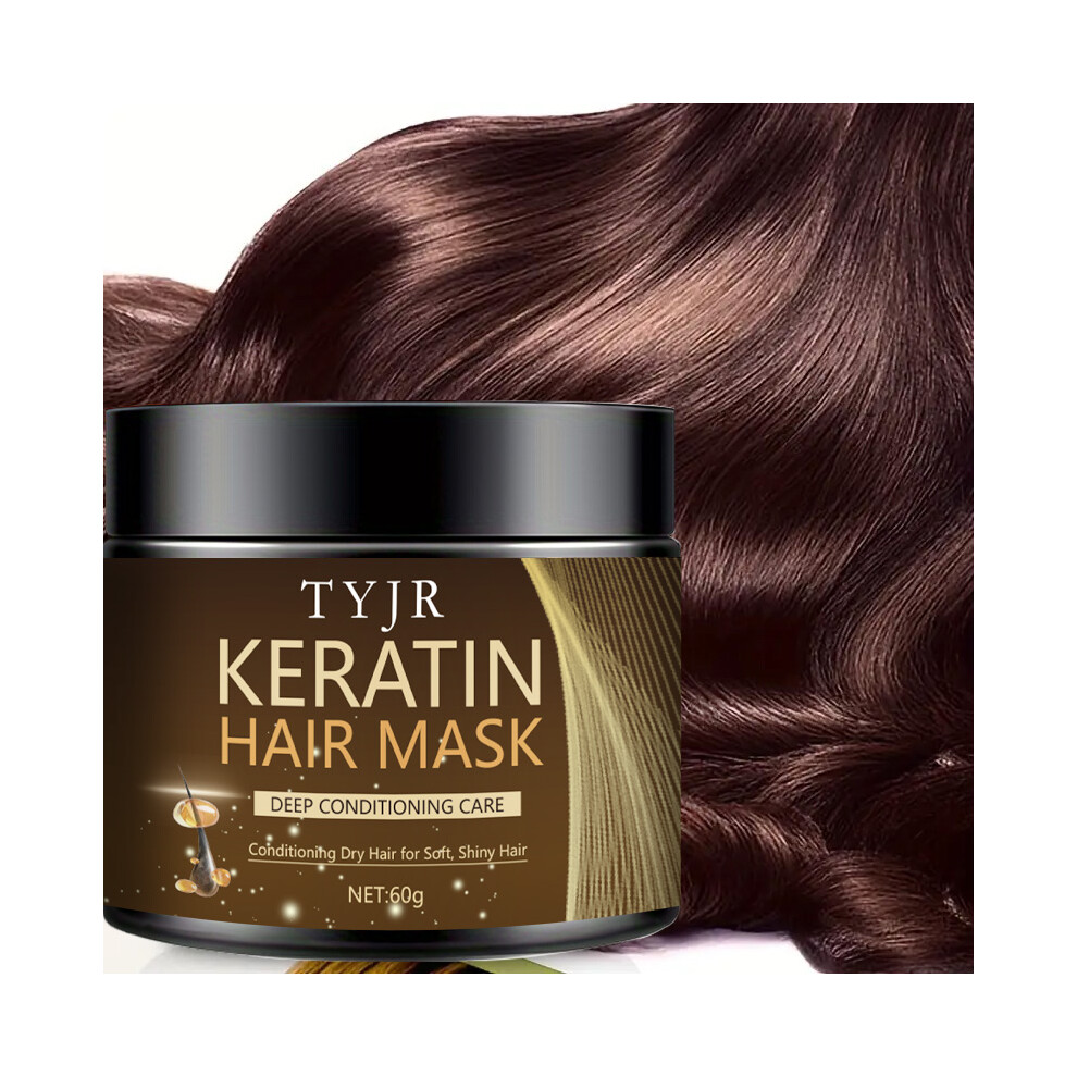 Cream (2Pcs) Keratine Magical Hair Mask Protein Straighten Repair Dry Frizzy Damaged Pro Soft Smooth Shiny Deep Moisturizing Care 60G