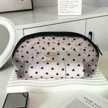 (Pink-NO.2) 2025 Nylon Mesh Cosmetic Bag Zipper Heart Shaped Toiletry Organizer Makeup Bags Multifunctional Women Lipstick Key Coin Purse Pouch