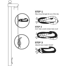 50 Piedi X 1/4 di Pollice Flag Pole Halyard Corda con 12 Pezzi Flag Pole Hook Clips, Accessori per Pennone da Esterno Compatibili
