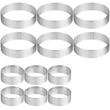 12Pcs Round Tart Rings, 1.97In & 3.15In Stainless Steel Tart Rings, Perforated Cake Mousse Rings, Metal Pastry Cake Mold