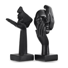 Statue 2 PièCes, Sculpture D'Art Abstrait Noir, DéCoration Moderne, DéCoration de Bureau, Cadeau de NoëL et Du Nouvel An