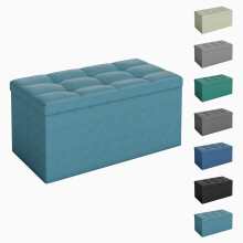 Foldable Storage Ottoman Bench with Lid, Large Storage Chest, Space Saving Seating & Storage Solution, 76 × 38 × 38 cm, TEAL