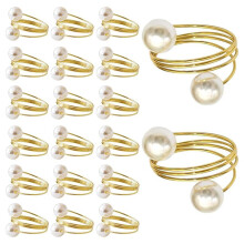 20Er-Pack Goldene Serviettenringe, Perlen-Serviettenring-Set, Metallfeder-Serviettenhalter, Tischdekoration, Serviettenring-Schnallen