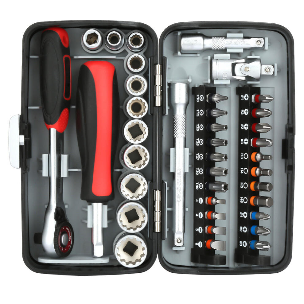 38pc Mini Ratchet Handle Socket Wrench Kit
