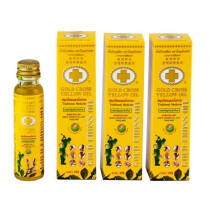 Aceite de masaje corporal - GoldCross Herbal Yellow - 3 x 15 ml - Absorción rápida - Aroma herbal cálido
