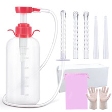 Återanvändbar Vaginal Dusch, Lavemangsrengöring 600 Ml, Återanvändbart Manuellt Trycksystem för Anal Vaginal Rengöring, Bärbart Kit