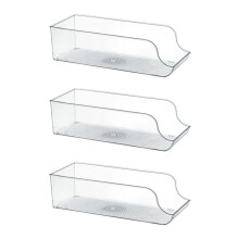 Organizzatore per Dispenser di Bevande da 3 Pezzi per Frigorifero, Contenitore per Lattine di Soda Alto e Sottile In Plastica Trasparente