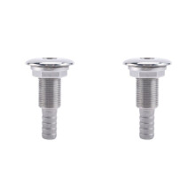 2X Connecteur Marine Tuyau Barb en Acier Inoxydable Drain Tuyau Tube à Travers Coque Argent 316 Drain Joint Montage pour Bateau Yacht 3/8
