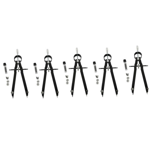 5X Professional Compass, Compass Geometry Set with Lock, Math and Precision Compass, Metal and Durable (Black)