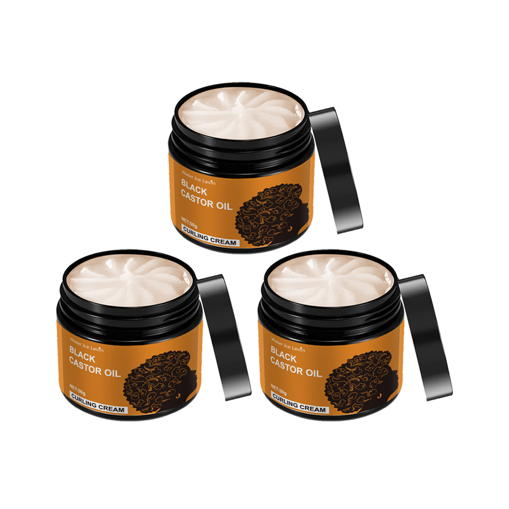 (3 Pieces) Black Castor Oil Curling Cream, Styling Curling Cream, Moisturizing and Elastic Styling Conditioner Suitable for Curly