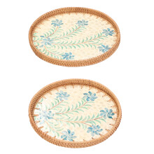 Round Woven Eco Serving Tray Pair