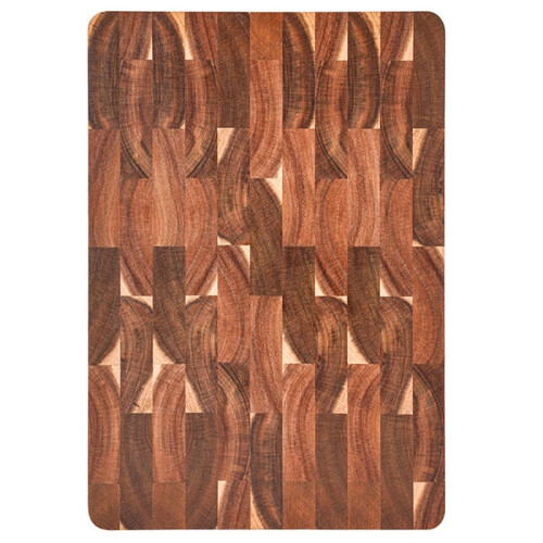 High Quality 15 Inch Rectangular Cutting Board End Grain Acacia Wood Chopping Board with Side Handle