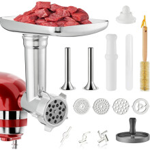 Für KAMJUNTAR Fleischwolf-Aufsatz für Standmixer, 16-Teiliges Set für Fleischwolf & Wursthersteller