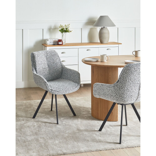 Beliani Dining Chair Swivel MARCELLUS Boucle Black/ White 1