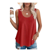 (Big red, XXL) Premium Soft Women's Spring Summer New Round Neck Loose Sleeveless T-Shirt Top