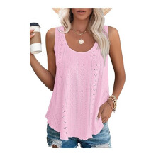 (Pink, 3XL) Premium Soft Women's Spring Summer New Round Neck Loose Sleeveless T-Shirt Top