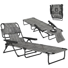 Tumbona Plegable Gris 145 x 72 x 89 cm