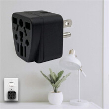 4X US Travel Plug Adapter EU/UK/AU/In/CN/JP/Asia/Italy/Brazil to USA (Type B), 3 Prong USA Plug, Charger Converter Black