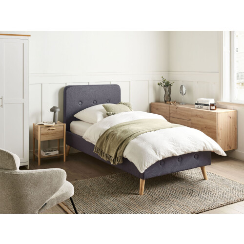 Beliani Bed Fabric RENNES 90 x 200 cm (EU Single) Dark Grey 1