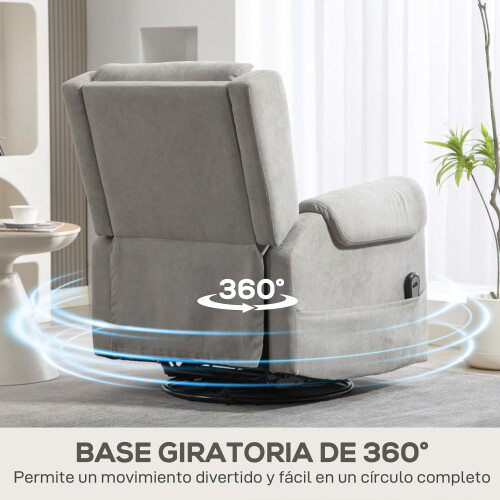 Homcom Sillón Reclinable Eléctrico Gris 86 x 89 x 99 cm 2