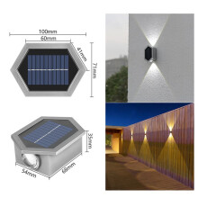 Luminárias de Parede Solares de LED para Exterior: À Prova D'Água IP65, Interruptor Sensorial, Ajustável para Casa e Jardim, Cor Cobre