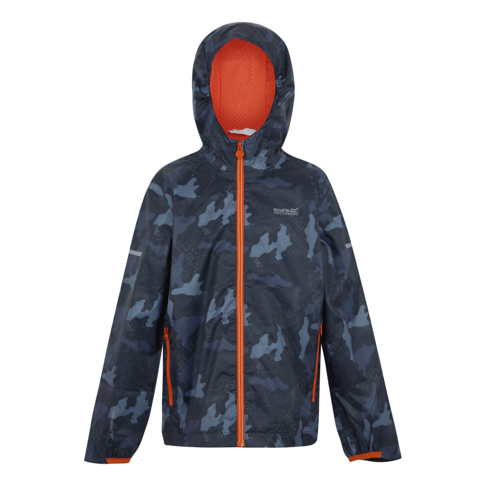Regatta (13 Years, Navy/Tangerine Tango) Childrens/Kids Lever Ii Camo Waterproof Jacket