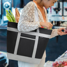 Insulated Cooler Bag, Reusable 40L Soft Cooler Bags, Cooler Leak Proof Portable Thermal Bags for Groceries Beach Black