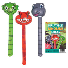 (12 Inflatable Dinosaur Sticks) Inflatable Dinosaur Hobby Horse Stick