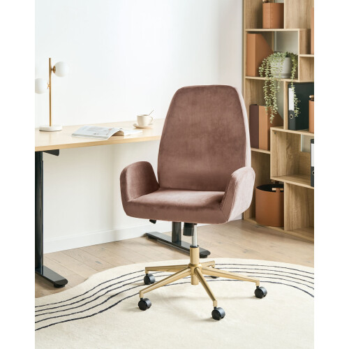 Beliani Office Chair CLARE Velvet Brown 1