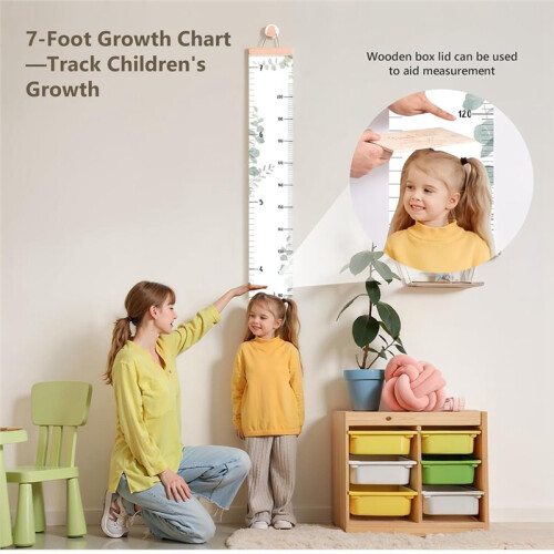 Growth Chart for Wall 7 Ft Height Chart with Keepsake Box & Hook Waterproof Canvas Measure Wall Ruler Removable
