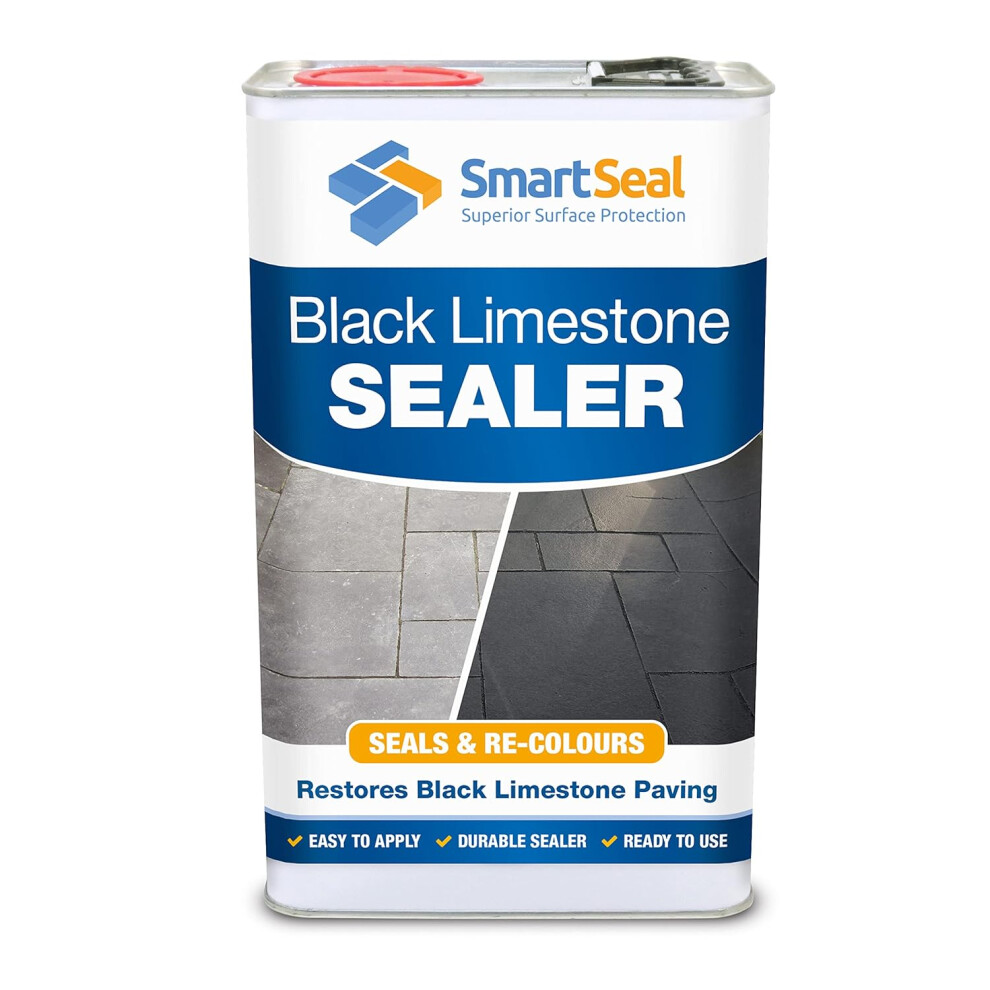 (5L) Smartseal Black Limestone Sealer - Easy To Apply Black Limestone Patio Sealer. Colour Boosting Patio Sealant & Wet Look Stone Sealant. 5061002784454