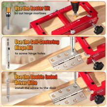 Gabarito para Dobradiças Porta, Kit Gabarito Ajustável para Tupia com Lima, Compatível com Dobradiças 2,5" A 5", Dobradiças Canto