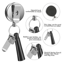 2 Pack Heavy Duty Retractable Pull Pen Pencil Holder Universal Retractable Lanyard Pen for Carpenters,Nurses,Waitresses
