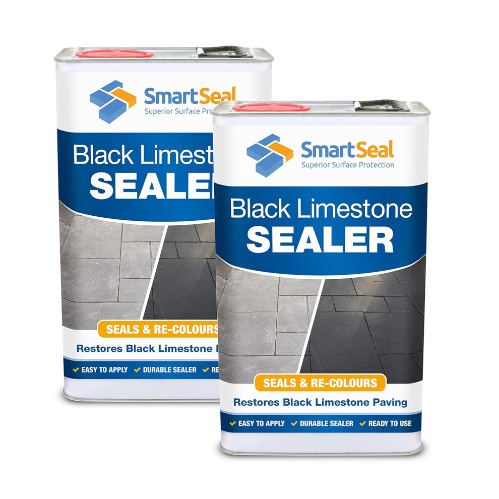 (2X5l) Smartseal Black Limestone Sealer - Easy To Apply Black Limestone Patio Sealer. Colour Boosting Patio Sealant & Wet Look Stone Sealant. 5061002784461