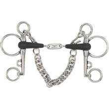(4.5in, Silver/Black) Equirubber Equikind+ Peanut Link Horse Pelham Bit