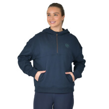 (16 UK, Navy) Dublin Womens/Ladies Hooded Quarter Zip Fleece Top