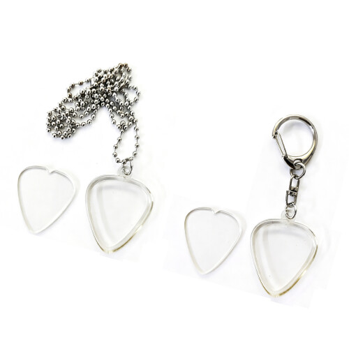 Transparent Guitar Pick Container With Necklace And Keychain-1