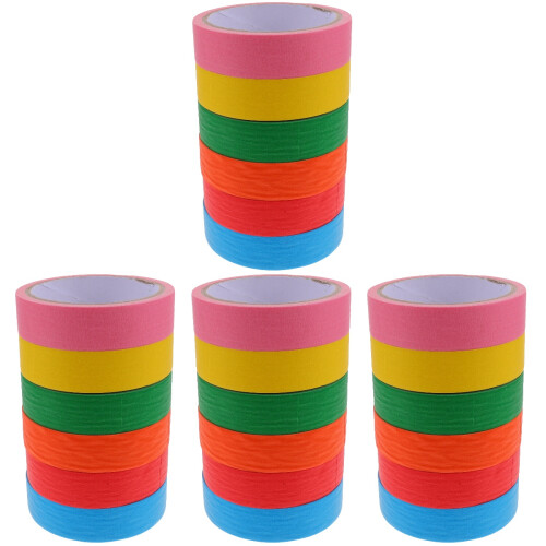 24Rolls Rainbow Paper Tape Set for Home Scrapbooking and Gift Wrapping