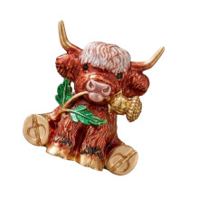 Modische Brosche mit Highland-Kuh-Motiv, hochwertige