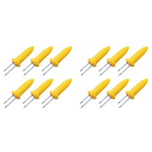 12 Pieces of Corn Rack Corn  the Cob Stainless Steel Corn Rack Fork Skewers with Silicone Handle