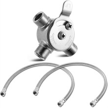 Valvola Miscelatrice Manuale da 3/8" per Acqua Calda e Fredda, Miscelatore Termostatico, con 2 Connettori per Rubinetto Intrecciati