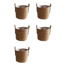 5X Plant Pots Seagrass Planter Basket Flower Pot Cover Woven Plant Container Vase Wicker Trash