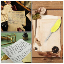 21cm/8tums Fjäderkulspetspenna, 2st Bläck Vintage Quill Pen Raffinerad Pläterad Dippenna för Kalligrafiskrivning