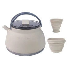 Portable Foldable Camping Kettle, Coffee Pot Foldable Silicone Kettle with Handle for Hiking, Travel and Outdoors