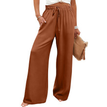 Women's wide-leg casual pants, loose fit,-caramel color S
