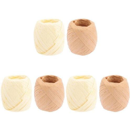 6Rouleaux Ruban Raffia En Papier Pour Déco Cadeau