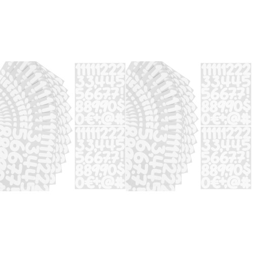 24Sheets Clear Pattern White Vinyl Letter Number Stickers for Crafts